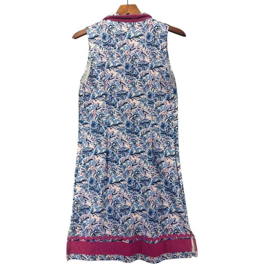 Simply Southern Womens S Tropical Print Sleeveless Golf Polo Shift Dress Pink